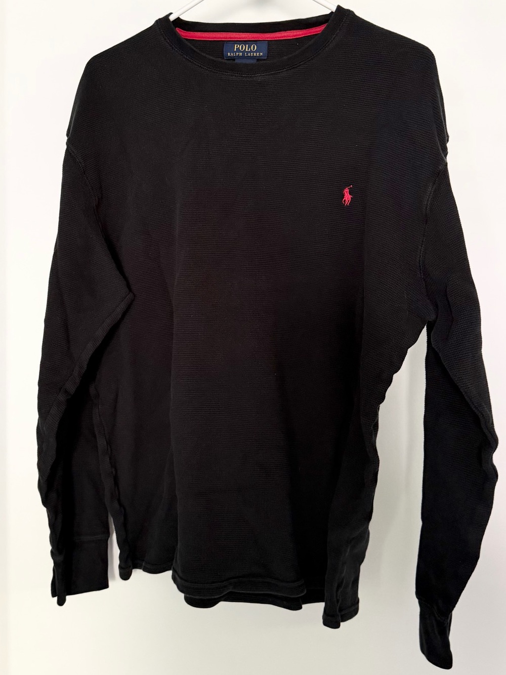 Polo by Ralph Lauren Black Long-Sleeve Crewneck with Red Pony